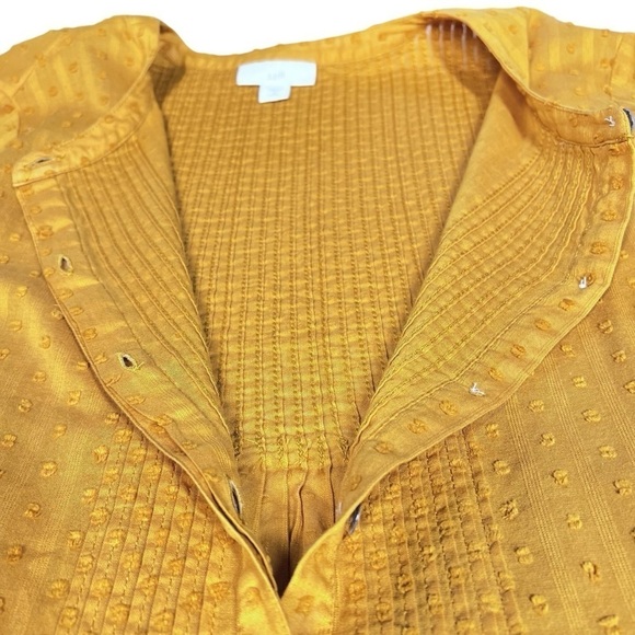 J.JILL Yellow Mustard Tunic Boho Long Sleeve Peasant Blouse Top Size XS Petite - Picture 7 of 16